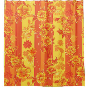 Cortina De Ducha Florencia Floral amarilla y Naranja