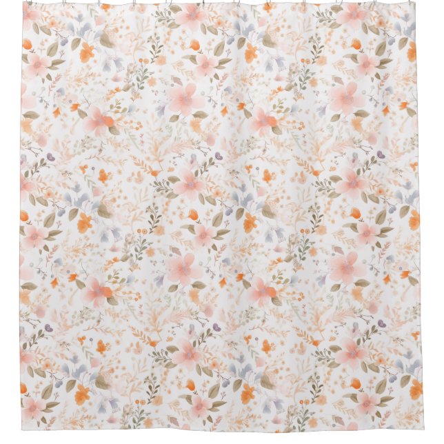 Cortina De Ducha Flores acuáticas de verano pastel (Anverso)