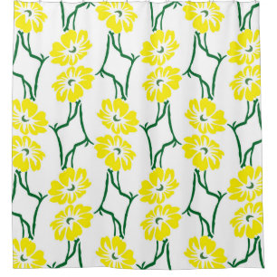 Cortina De Ducha Flores Amarillas: Modelo ilustrado sin foco