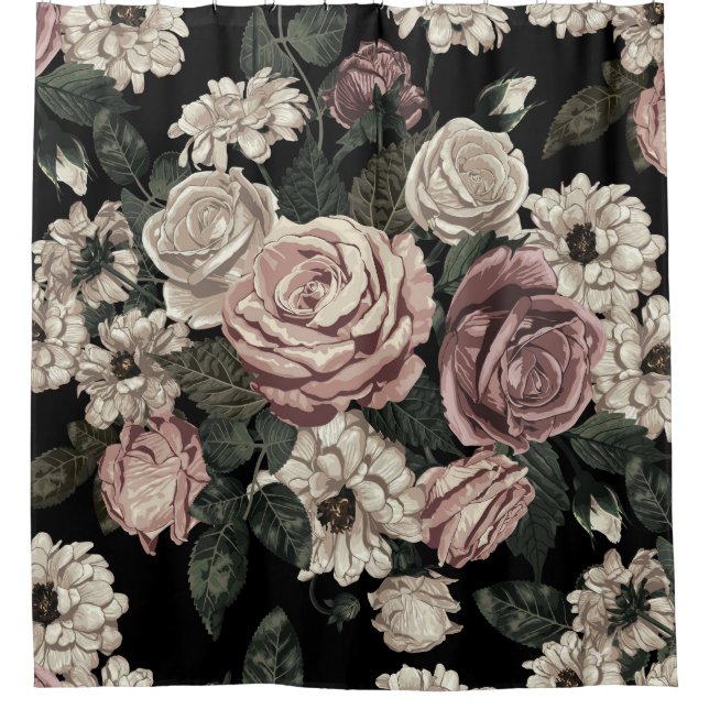 Cortina De Ducha Flores antiguas rusticas elegantes y audaces (Anverso)