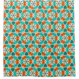 Cortina De Ducha Flores, árboles y estrellas de Ninja Naranja y Ver