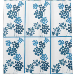 Cortina De Ducha Flores Azules Abstracto