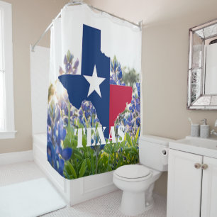 Cortina De Ducha Flores azules azul Texas texan Floral