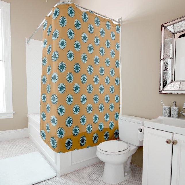 Cortina De Ducha Flores azules de girasol (Sunflower Blue Flowers Shower Curtain from Studio Posies. )
