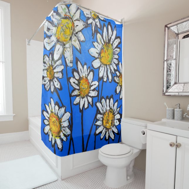 Cortina De Ducha Flores con pedales blancos (In situ)