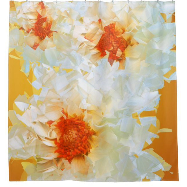 Cortina de ducha Flores Cubist Naranja blanco (Anverso)