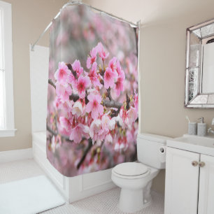 Cortina De Ducha Flores de árbol rosa floral japonesa de cerezo