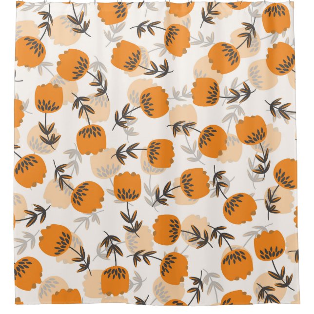 Cortina De Ducha Flores de arte folclórico estilo escandinavo (Anverso)