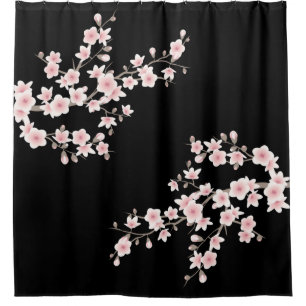 Cortina De Ducha Flores de cerezo RUBOR Pink Black