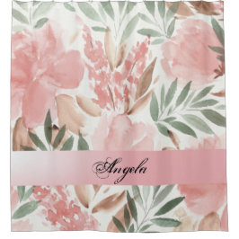 Cortina De Ducha Flores de color de agua chic vintage de Shabby