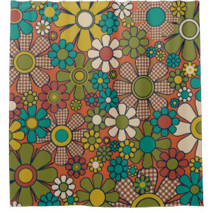 Cortina De Ducha Flores de jardín retro Modelo caprichoso 70