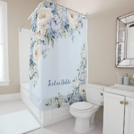 Cortina De Ducha Flores de marfil de color azul turquesa salen