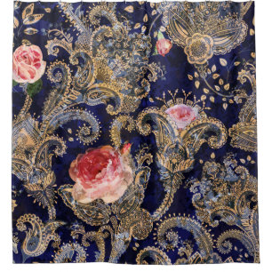 Cortina De Ducha Flores decorativas de colores Batik