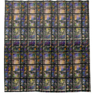 Cortina De Ducha Flores del Clematis del vitral de Nouveau Tiffany