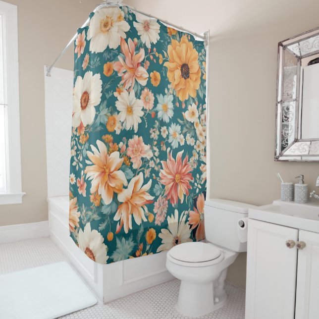 Cortina De Ducha Flores Delicadas Increíbles (In situ)