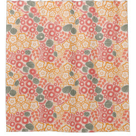 Cortina De Ducha Flores Distintas En Un Fondo De Engranaje