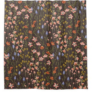 Cortina De Ducha Flores Ditsy: patrón de flor de milla vintage