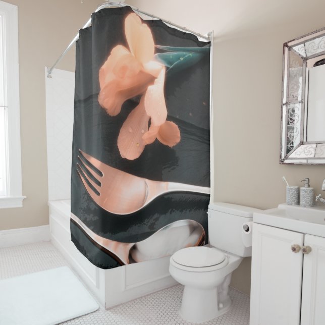 Cortina De Ducha Flores en pizarra, versión 4 (In situ)