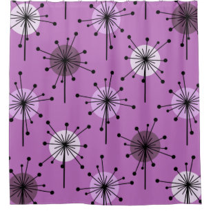 Cortina De Ducha Flores estelares de la era atómica Sputnik Lilac m