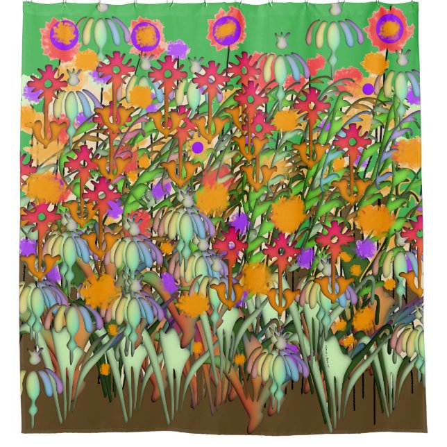Cortina De Ducha Flores Flores Flores Verdes (Anverso)
