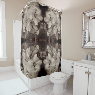 Cortina De Ducha Flores Flores Vintage Abstracto Blanco Y Negro