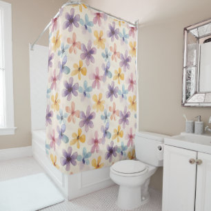 Cortina De Ducha Flores Hippie Retro Floral Pastel