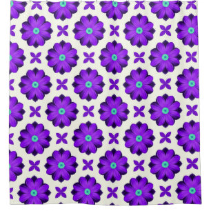 Cortina De Ducha Flores Moradas Vibrantes y Motivos de Hojas