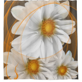 Cortina de ducha Flores Naranja blanco negro