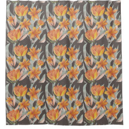 Cortina De Ducha Flores naranjas