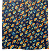 Flores naranjas azules Art Deco 1