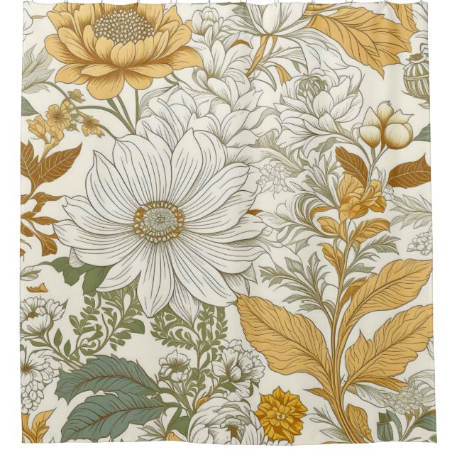Cortina De Ducha Flores pálidas (Anverso)