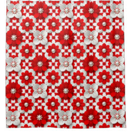 Cortina De Ducha Flores Rojas Audaces Para Espacios Interiores Mode