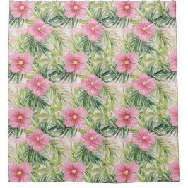 Cortina De Ducha Flores rosa tropical