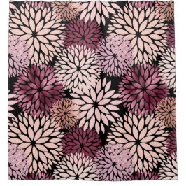 Cortina De Ducha Flores rosas de Rubor de Borgoña