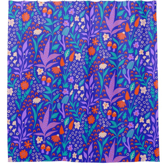 Cortina De Ducha Flores salvajes vibrantes (Anverso)