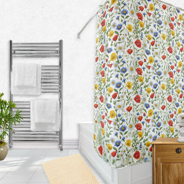 Cortina De Ducha Flores silvestres coloridas brillan con estampado 