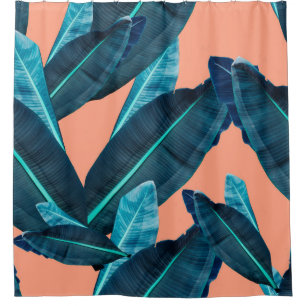 Cortina De Ducha Flores tropicales, fondo botánico sin costuras.