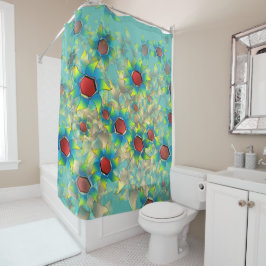 Cortina De Ducha Flores virtuales diferentes, pétalos azules sobre 