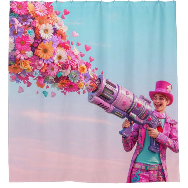Cortina De Ducha Flores y armas de amor (Anverso)