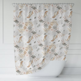 Cortina De Ducha Flores y pájaros elegantes de color de agua del Bo