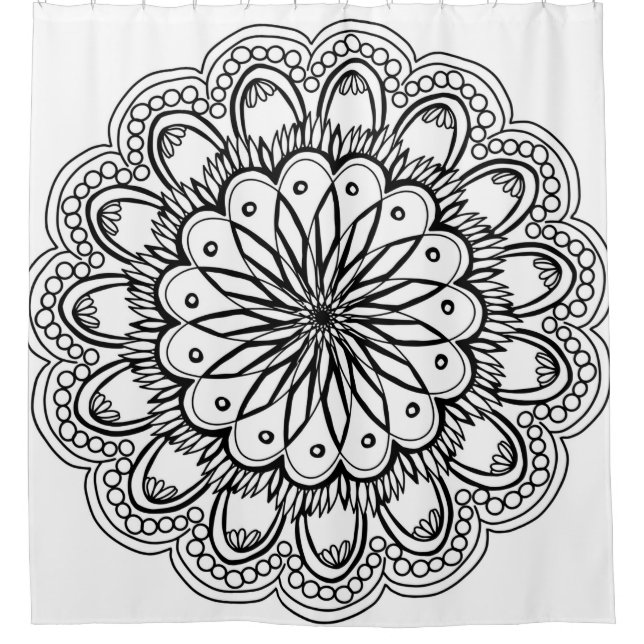 Cortina De Ducha Flowers mandala hand drawing (Anverso)