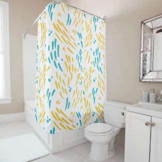Cortina De Ducha Flujo en azul turquesa y amarillo