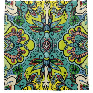 Cortina De Ducha Focal geométrica, colorido y abstracto textu sin c