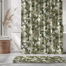 Cortina De Ducha Foliage Sage Olive Green Beige White
