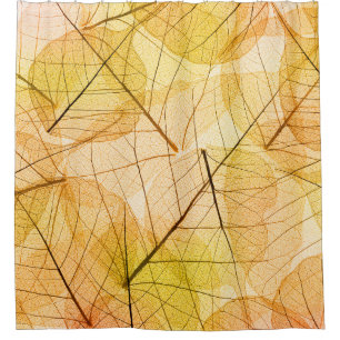 Cortina De Ducha Fondo amarillo y naranja de hojas otoñales - trans