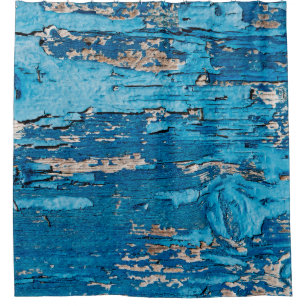 Cortina De Ducha Fondo azul de madera