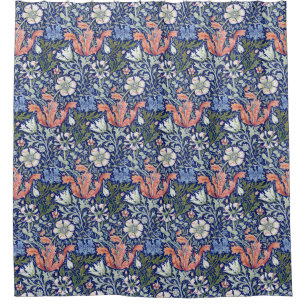 Cortina De Ducha Fondo Azul Morris 1896 Patrón Floral Compton