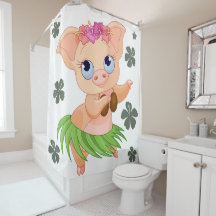 Fondo blanco de cerdo hawaiano con danza divertida