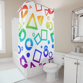 Cortina De Ducha Fondo blanco de las cúbicas de color arcoiris