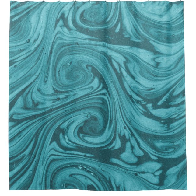 Cortina De Ducha Fondo con arcos y curvas en tonos turquesa,  (Anverso)